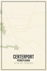 Retro US city map of Centerport, Pennsylvania. Vintage street map.