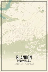 Retro US city map of Blandon, Pennsylvania. Vintage street map.