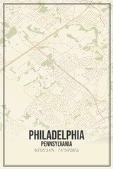 Fototapeta na wymiar Retro US city map of Philadelphia, Pennsylvania. Vintage street map.