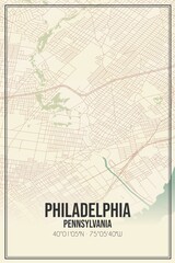 Fototapeta premium Retro US city map of Philadelphia, Pennsylvania. Vintage street map.