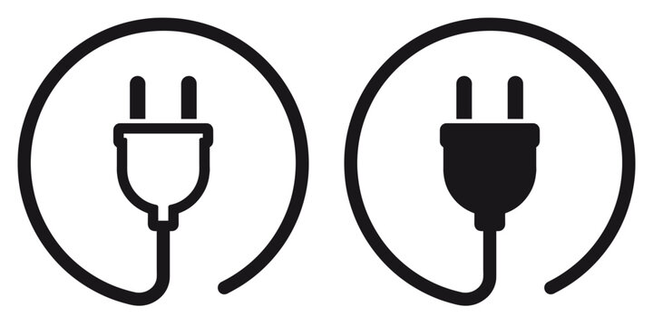 ofvs245 OutlineFilledVectorSign ofvs - electric plug with cable vector icon . isolated transparent . outline and filled version . AI 10 / EPS 10 . g11585