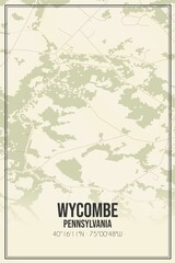 Retro US city map of Wycombe, Pennsylvania. Vintage street map.