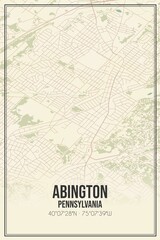 Retro US city map of Abington, Pennsylvania. Vintage street map.