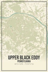 Retro US city map of Upper Black Eddy, Pennsylvania. Vintage street map.