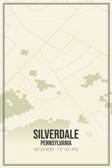 Retro US city map of Silverdale, Pennsylvania. Vintage street map.