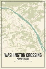 Retro US city map of Washington Crossing, Pennsylvania. Vintage street map.