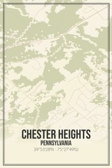 Retro US city map of Chester Heights, Pennsylvania. Vintage street map.