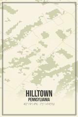 Retro US city map of Hilltown, Pennsylvania. Vintage street map.