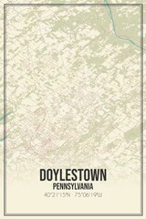 Retro US city map of Doylestown, Pennsylvania. Vintage street map.