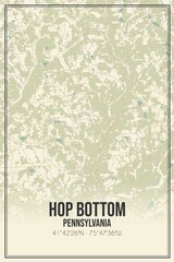 Retro US city map of Hop Bottom, Pennsylvania. Vintage street map.