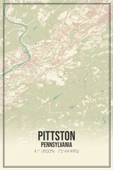 Retro US city map of Pittston, Pennsylvania. Vintage street map.