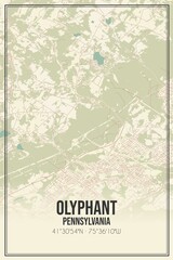 Retro US city map of Olyphant, Pennsylvania. Vintage street map.