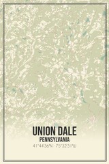 Retro US city map of Union Dale, Pennsylvania. Vintage street map.