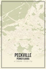 Retro US city map of Peckville, Pennsylvania. Vintage street map.