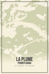 Retro US city map of La Plume, Pennsylvania. Vintage street map.