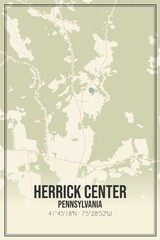 Retro US city map of Herrick Center, Pennsylvania. Vintage street map.