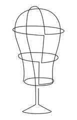 Model of a human head, a template for making hats. Blank mockup for a hat. Continuous line drawing illustration.