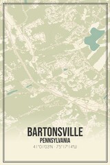 Retro US city map of Bartonsville, Pennsylvania. Vintage street map.