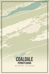 Retro US city map of Coaldale, Pennsylvania. Vintage street map.