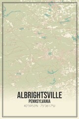Retro US city map of Albrightsville, Pennsylvania. Vintage street map.