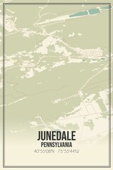 Retro US city map of Junedale, Pennsylvania. Vintage street map.