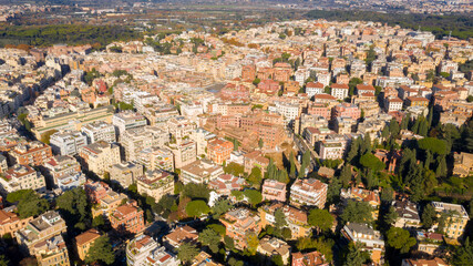 Aerial view of Parioli district in Rome, Italy.