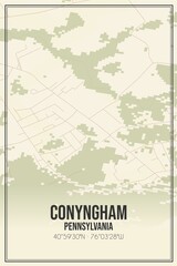 Retro US city map of Conyngham, Pennsylvania. Vintage street map.