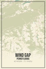 Retro US city map of Wind Gap, Pennsylvania. Vintage street map.