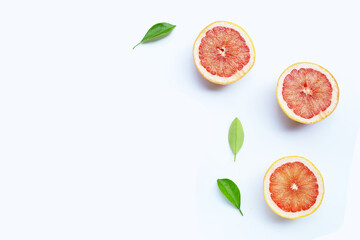 Fresh grapefruit on white background.