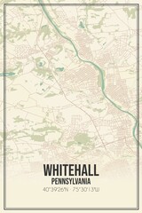 Retro US city map of Whitehall, Pennsylvania. Vintage street map.