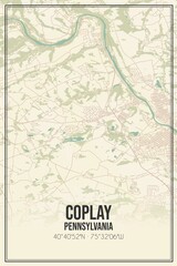 Retro US city map of Coplay, Pennsylvania. Vintage street map.
