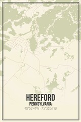 Fototapeta premium Retro US city map of Hereford, Pennsylvania. Vintage street map.
