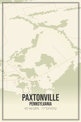 Retro US city map of Paxtonville, Pennsylvania. Vintage street map.