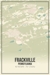 Retro US city map of Frackville, Pennsylvania. Vintage street map.