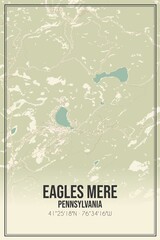 Retro US city map of Eagles Mere, Pennsylvania. Vintage street map.