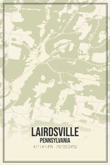 Retro US city map of Lairdsville, Pennsylvania. Vintage street map.