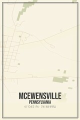 Retro US city map of McEwensville, Pennsylvania. Vintage street map.