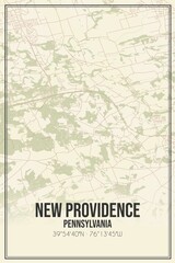 Retro US city map of New Providence, Pennsylvania. Vintage street map.