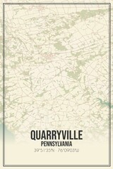Retro US city map of Quarryville, Pennsylvania. Vintage street map.