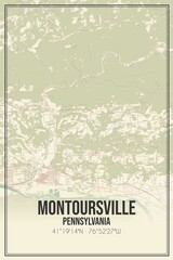 Retro US city map of Montoursville, Pennsylvania. Vintage street map.