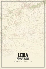 Fototapeta premium Retro US city map of Leola, Pennsylvania. Vintage street map.