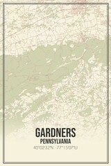 Retro US city map of Gardners, Pennsylvania. Vintage street map.