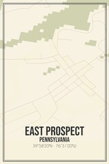 Retro US city map of East Prospect, Pennsylvania. Vintage street map.