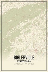 Retro US city map of Biglerville, Pennsylvania. Vintage street map.