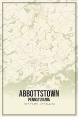 Retro US city map of Abbottstown, Pennsylvania. Vintage street map.