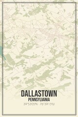 Retro US city map of Dallastown, Pennsylvania. Vintage street map.