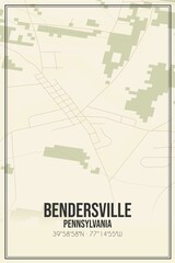 Retro US city map of Bendersville, Pennsylvania. Vintage street map.