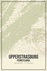 Retro US city map of Upperstrasburg, Pennsylvania. Vintage street map.