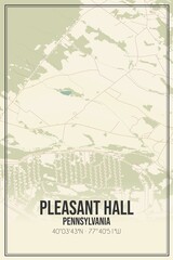 Retro US city map of Pleasant Hall, Pennsylvania. Vintage street map.