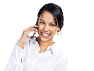 PNG Studio shot of a confident young businesswoman using a smartphone against a grey background